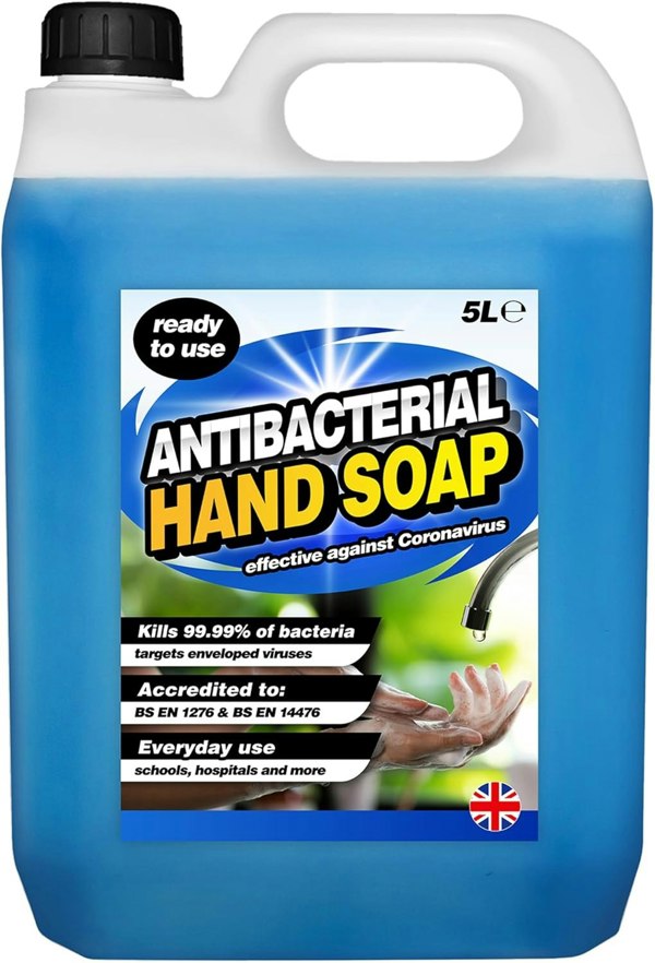 1 x 5 Litre Antibacterial Non-Sticky Liquid Hand Soap Hydrates & Softens