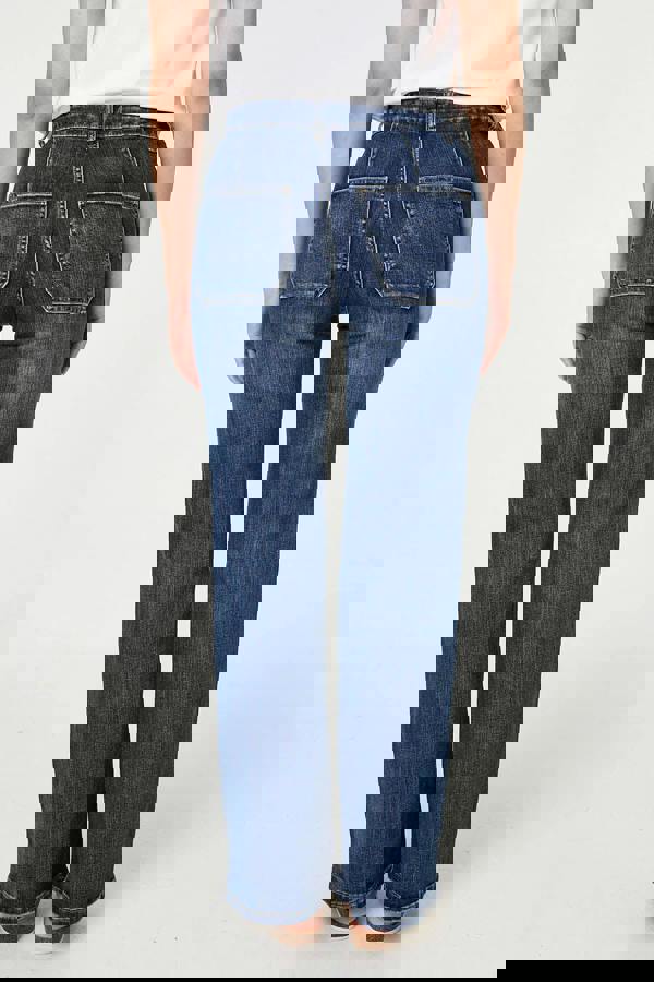 Blue | Stud Trim Detail High Waist Flare Jeans