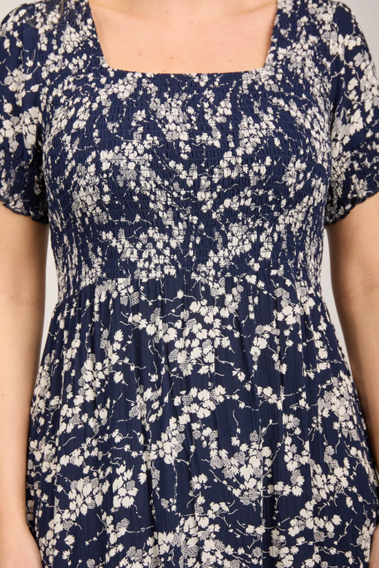 Mudflower Leaf Print Maxi Dress