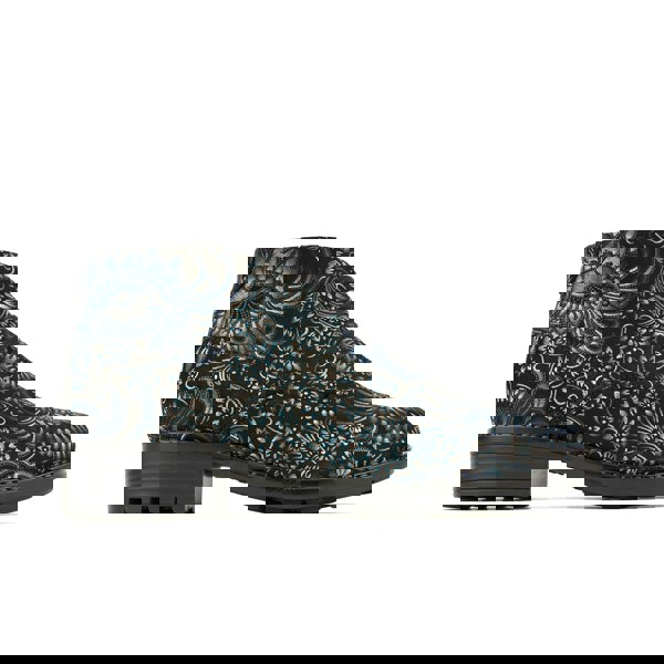 Embassy London Laviva - Black & Floral - Women's round toe wide fitted ankle boot In nubuck leather