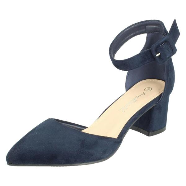 Anne Michelle Ladies Anne Michelle Block Heel Closed Pointed Toe Court Shoes F90125