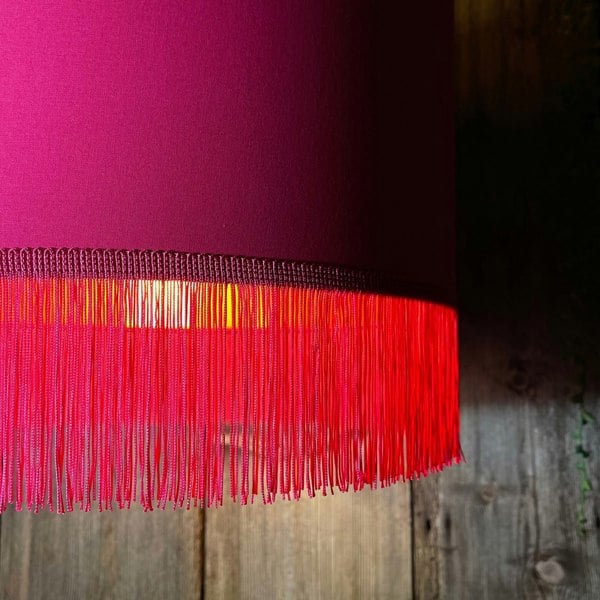 Love Frankie Pomegranate Pink Lampshade with Copper Foil Lining & Pink Fringing