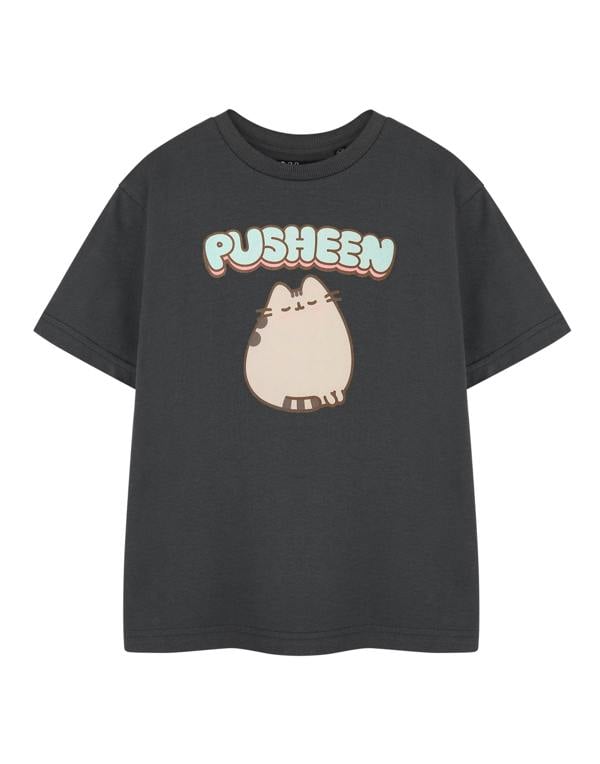Pusheen Girls Grey Blush Short Sleeved T-Shirt