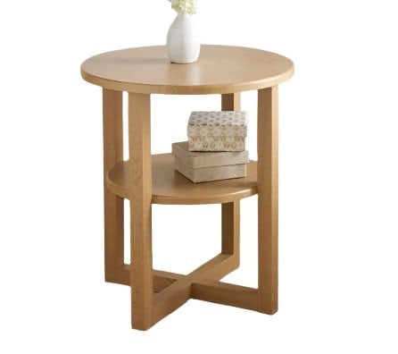 Modcraft Small Side Table with Shelf Round Coffee Table for Living Room Bedroom or Hallway