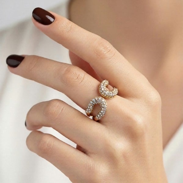 Luxe Tones Mariel Luxe 18ct Gold Plated Open Encrusted Crystal Ring