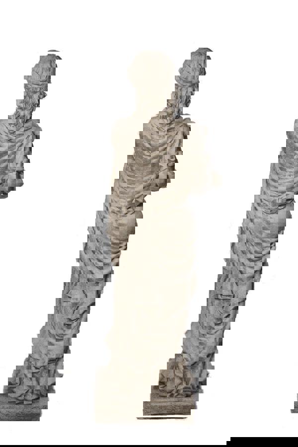 Tall Stone Cast Ladys Statue with Harp