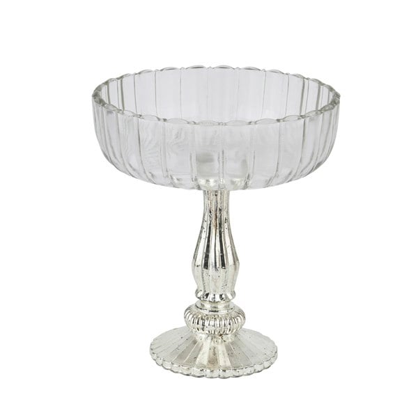 Hill Interiors Fluted Decorative Bowl - Clear/Silver