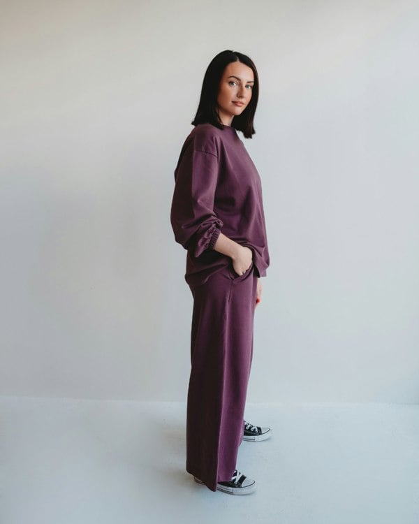 Organic coton Noor Purple Wide Leg Trousers- image 4