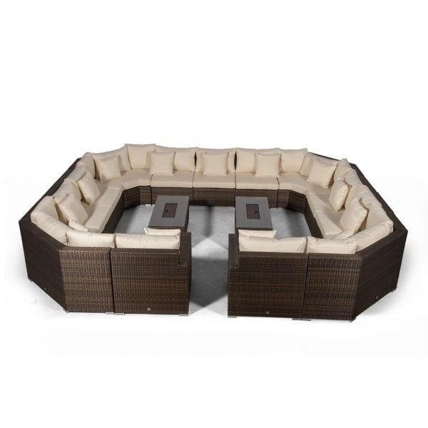 Giardino Santorini Modular 13 Seat Rattan Conversation Set With 2 Drinks Cooler Coffee Tables