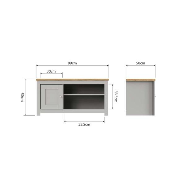 Timber Art Design Lisbon TV Unit Stand Media 1 Door and Open Shelf