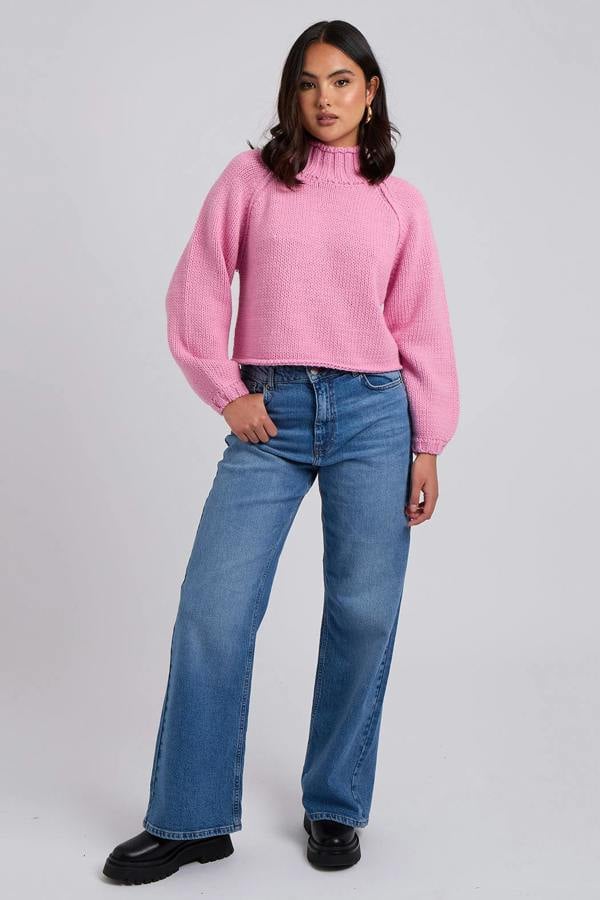 Urban Bliss Pink Exposed Seam Roll Neck Jumper