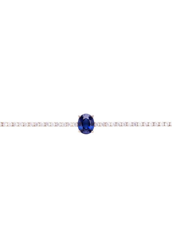 Latelita Garbo Oval Gemstone Tennis Bracelet Sapphire Silver