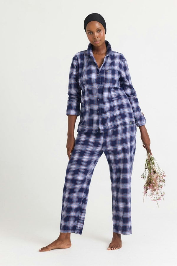 Plaid Long Pyjama Set in Midnight - Pajamas