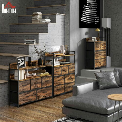 Wyld Haus Haco Fabric And Wood Rustic Brown 7 Drawer Rustic Storage Chest