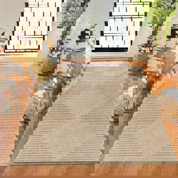 Livabliss Tuareg-Global Tan Ivory Beige Graphic In- & Outdoor Jute-Look Rug