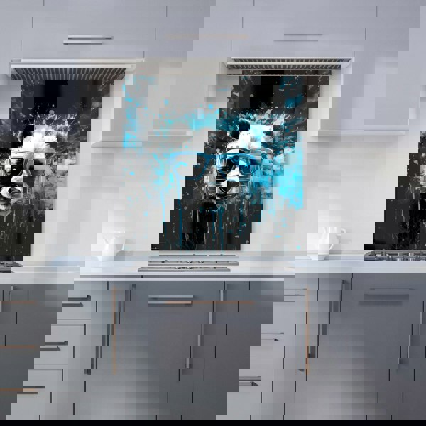 Warren Reed - Designer Blue Splashart Panda Face Kitchen Splashback