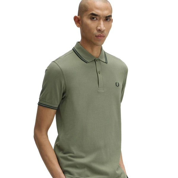 Fred Perry Twin Tipped Polo Shirt Wreath Green/Black/Black