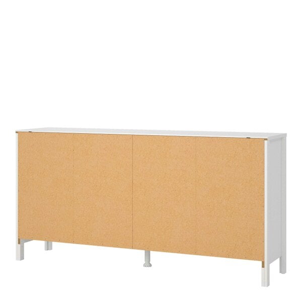 Wyld Haus Gossmere White Wooden Large Double Dresser 8 Drawers Silver Handles