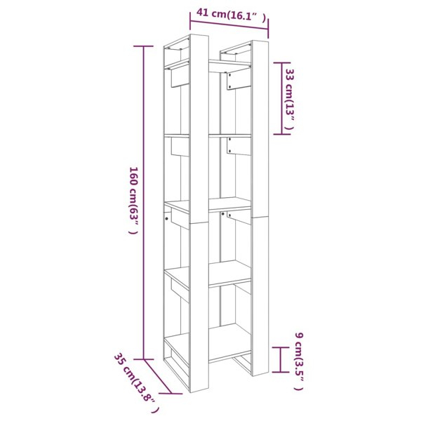 Berkfield Book Cabinet/Room Divider Black 41x35x160 cm Solid Wood Pine