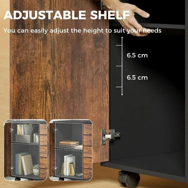 Multi-Storage Mobile Office Storage Cabinet - Rustic Brown