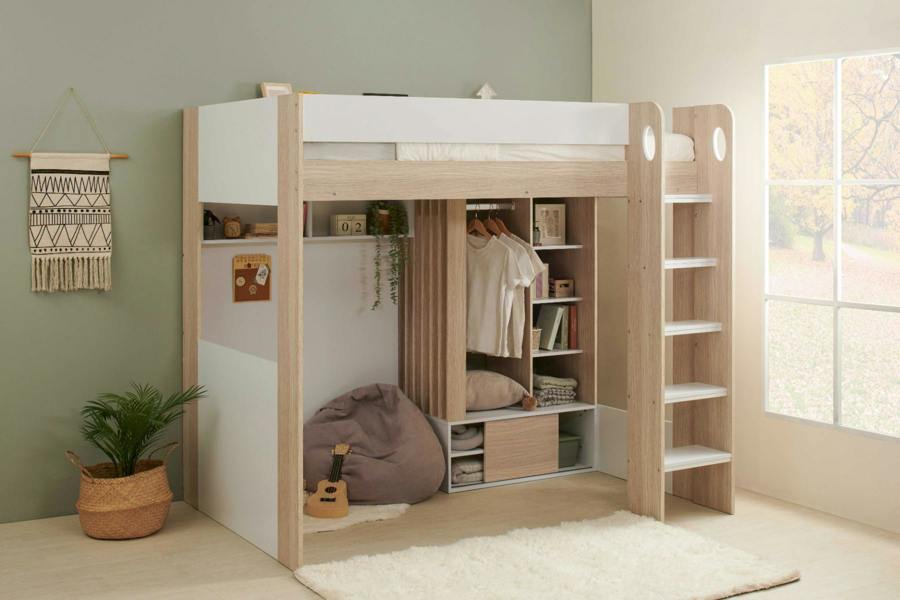 Flair Hampton High Sleeper with Wardrobe White