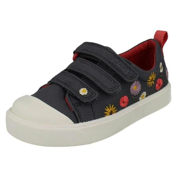 Clarks Girls Clarks Casual Floral Detail Hook And Loop Doodle City Vibe 24