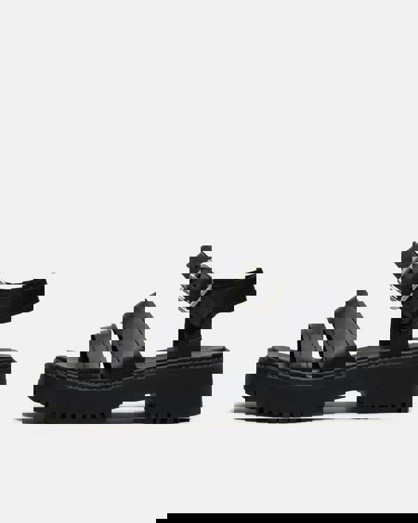 Timberland Stone Street Backstrap Full Grain Leather Womens Sandals - Black | CHO | Designer Womens Flat Sandals