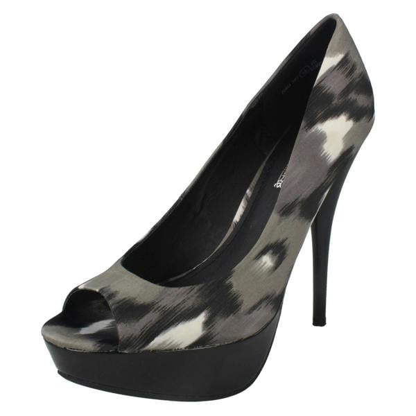 Spot On Ladies Spot On High Heel Platform Open Toe Court Shoe