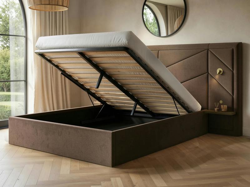 Flair Alice Hotel Ottoman Bed Double Brown Chenille