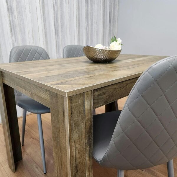 Kosy Koala Modern Dining Table Set With 4 Grey Gem Pattern Chairs Dining Room Furniture