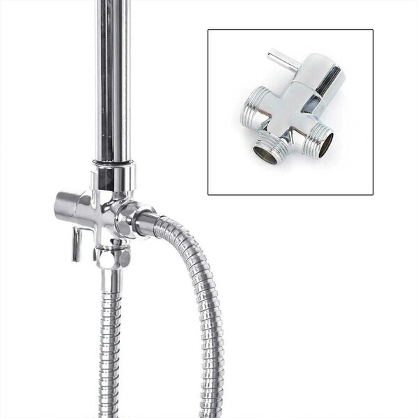 Havendro Large Shower Kit Twin Head Waterfall Chrome Adjust Riser Rail Chrome Square Set