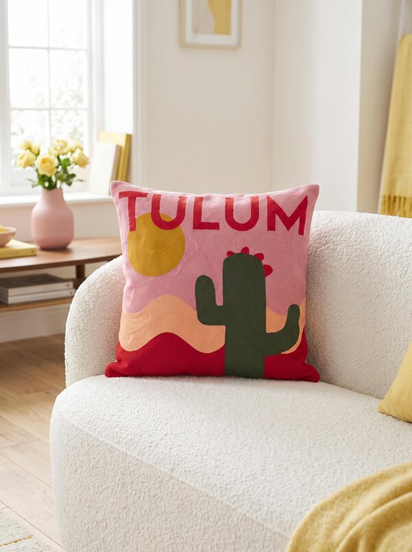 Tulum Needlepoint Cushion – Handmade Travel Pillow
