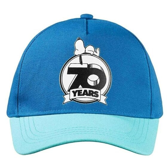 Peanuts Snoopy 70 Years Logo Baseball Cap Blue and Turquoise