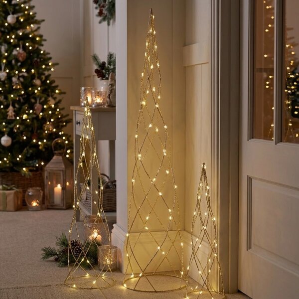 Garden Greatness Spiral LED Light Tree Ornament Set of 3
