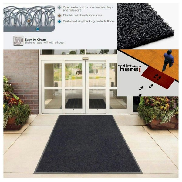 Oseasons Heart Medium Embossed Doormat in Black with Open Back