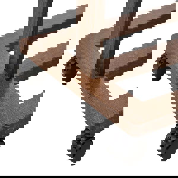 Living and Home Bamboo Rolling Clothes Garment Rack with 2-tier Shelves & Wheels - Brown