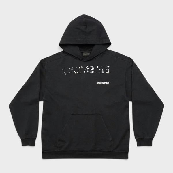 Balenciaga Medium Fit Logo Hoodie Black White