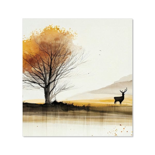 Warren Reed - Designer Autumn Landscape Stag Watercolour Kitchen Splashback