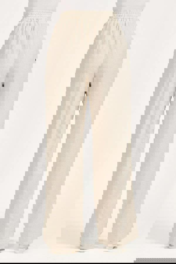 Mudflower Linen Blend Blanket Stitch Wide Leg Trousers