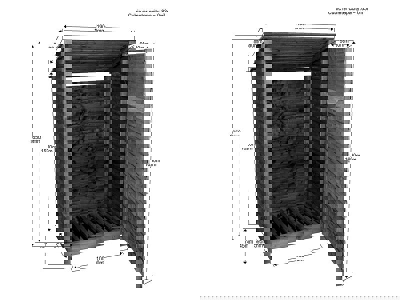Arbor Garden Solutions Wooden Log Store (Roof Sloping Back) with Door W-119cm, H-126cm Or 180cm, D-88cm
