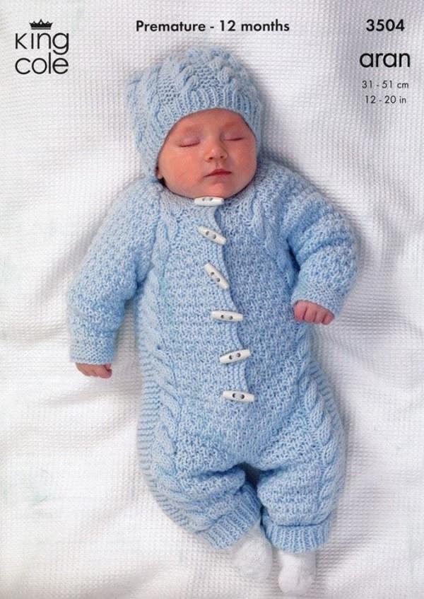 King Cole Comfort Knitting Pattern 3504, Onesies for Baby, Premature - 12 Months - Intermediate