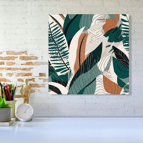 Warren Reed Autumn Tropical Leaves Green Brown Canvas