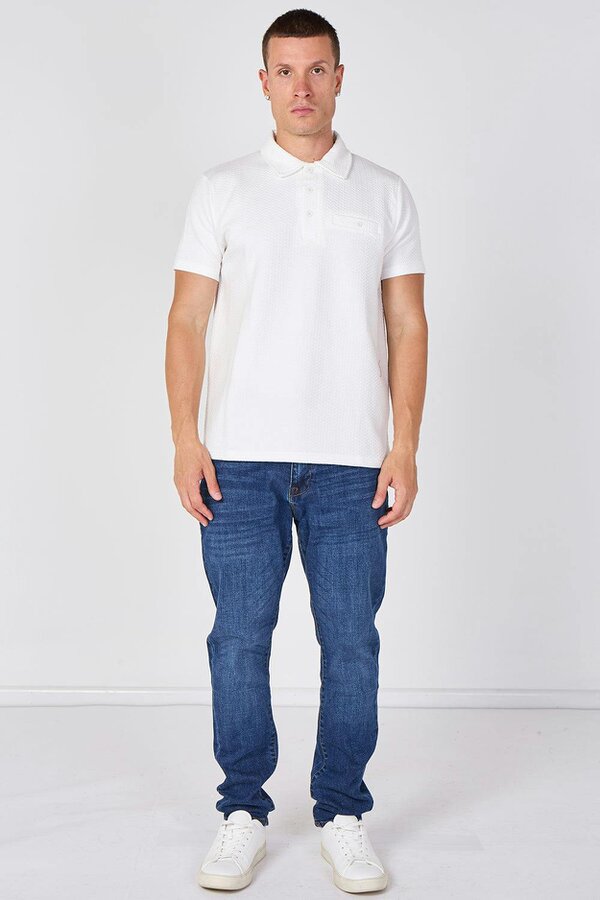 Textured Short Sleeve Polo Shirt