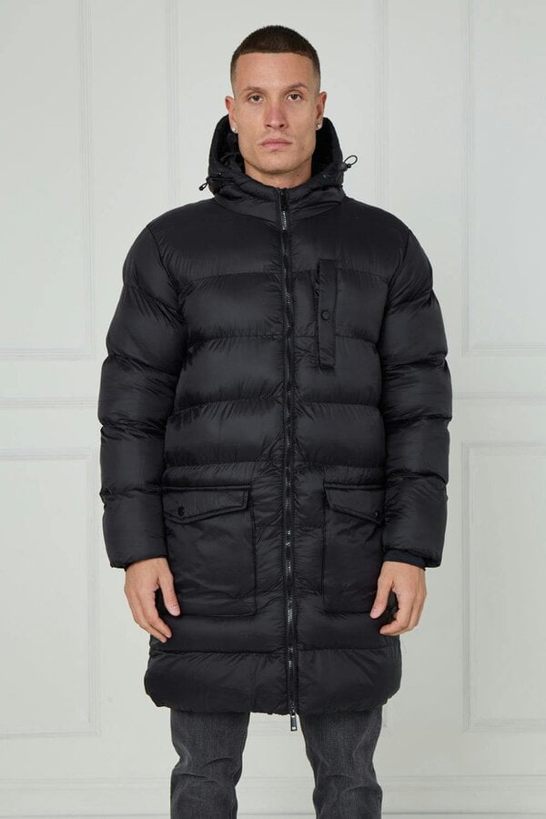 Men’s Longline Puffer Coat - Black
