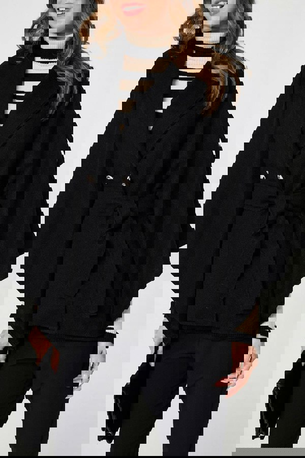 Black | Cape Coat With Belt
