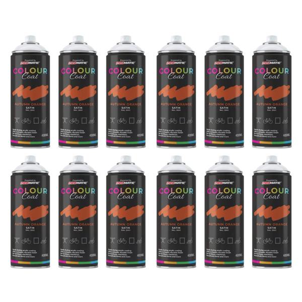 Colour Coat 12X Autumn Orange RAL 2001 Satin Spray Paint 400ml