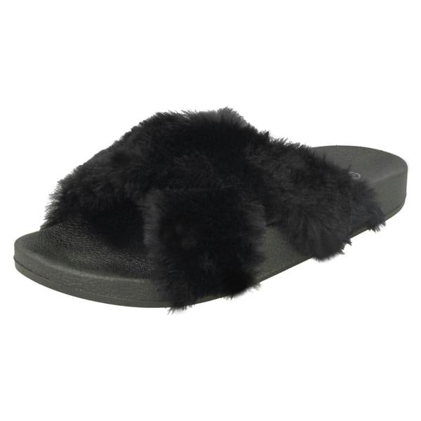 Spot On Ladies Spot On X Strap Fur Mules