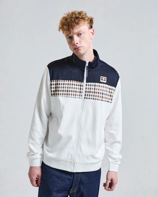 Aquascutum Mens Club Check Shoulder Track Top - Navy 11