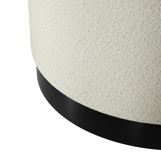 Wyld Haus Kalua Large Ivory Boucle Stool Matt Black Base