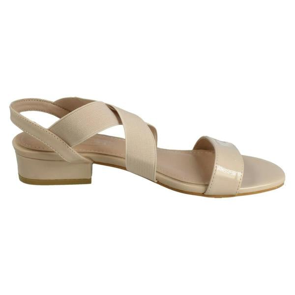 Spot On Ladies Spot On Slip On Cross Strap Low Heel Smart Sandals F12082